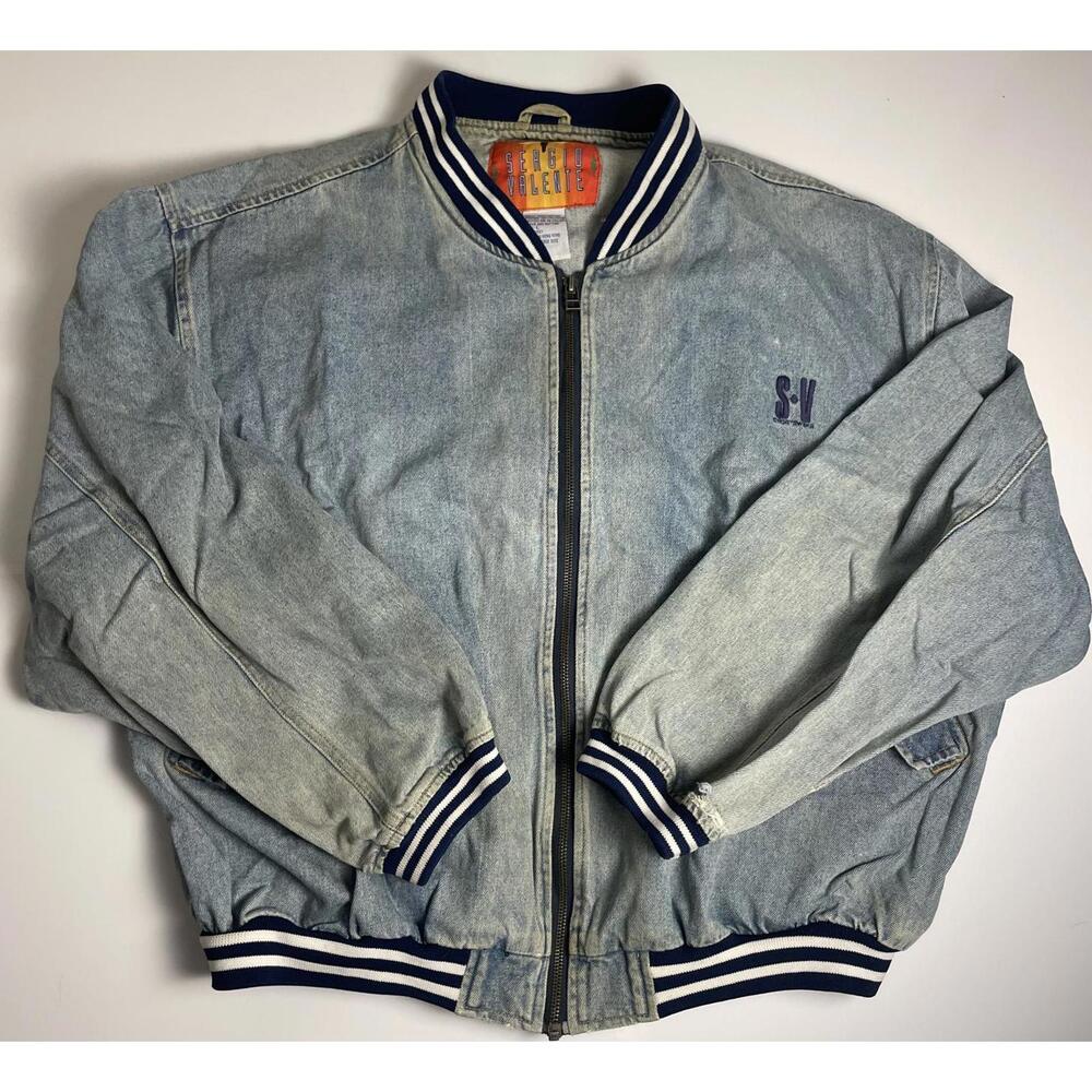 Sergio Valente Denim Bomber Jacket- L